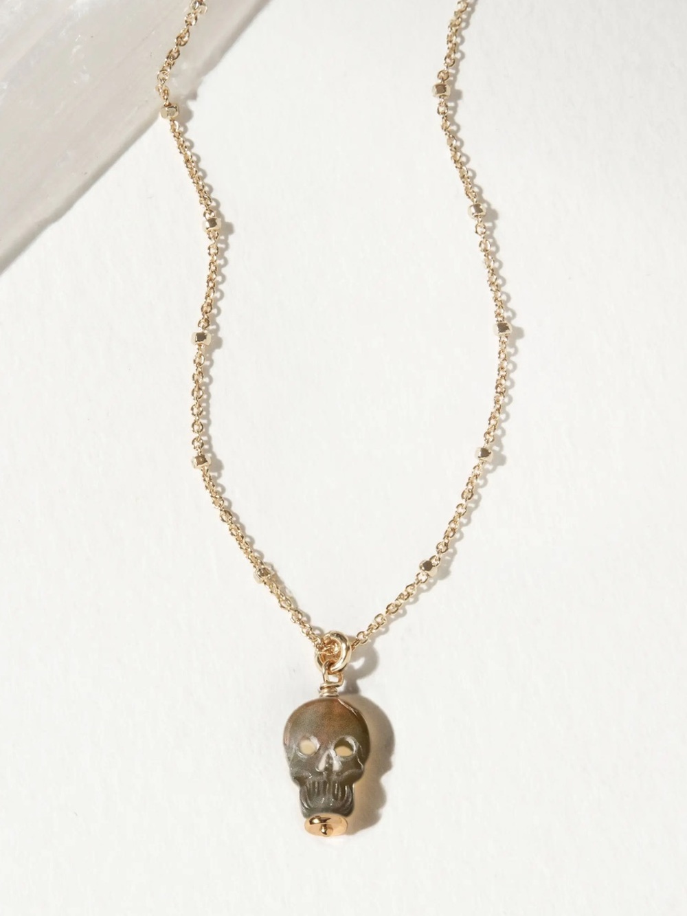 Gold Skull Charm Necklace - Gold